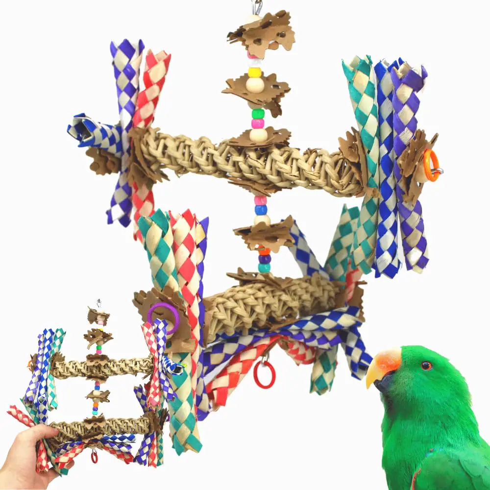 Bonka Bird Toys 1241 Double Helix 11" High by 9" Wide Parrot Toy Amazon African Grey Conure and Similar Sized Birds